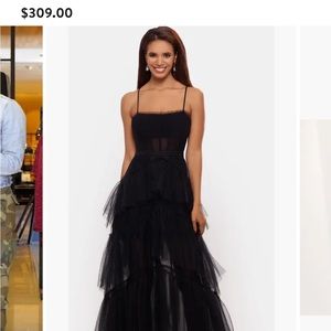 Betsy and Adam black tiered tulle dress